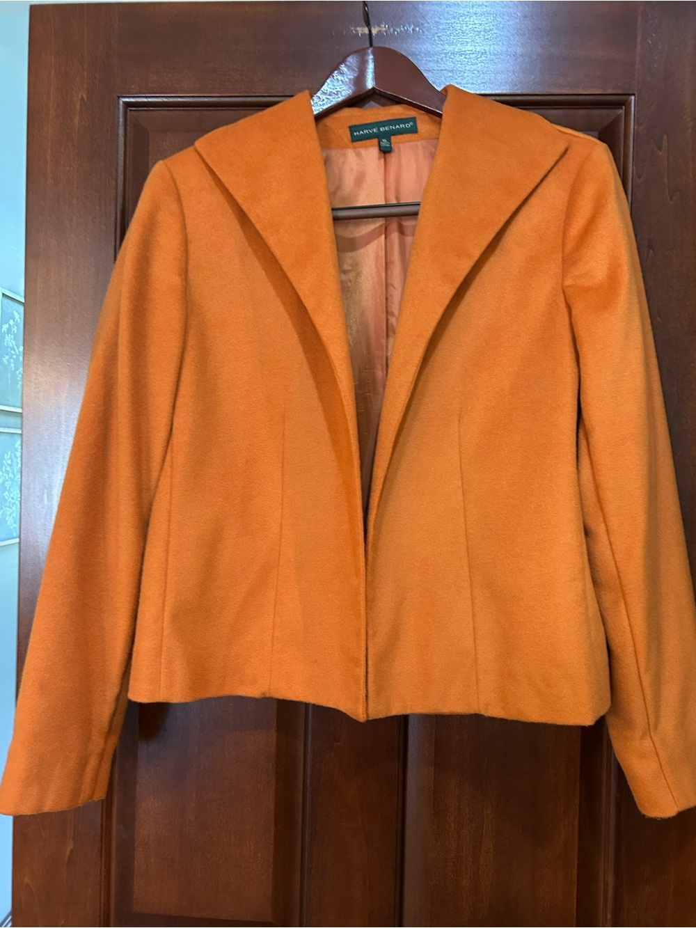 Vintage Harvé Benard Orange/Apricot  Blazer Jacket XL Wide Lapel 90s Y2K